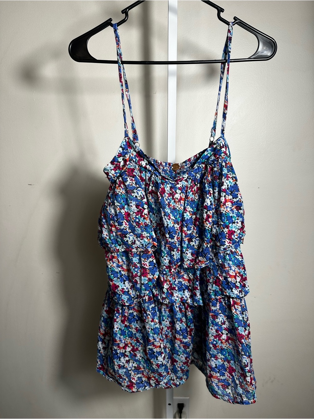 P318. Free People FP One Floral cold Shoulder Tiered Tunic Top size large